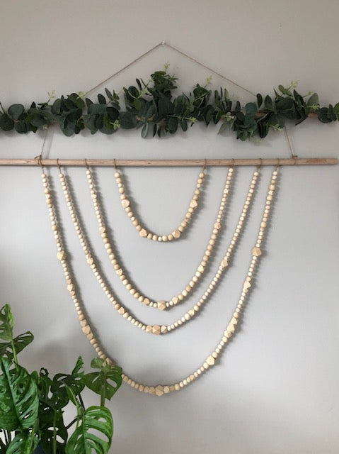 Beaded Wall Hanging with Faux Greenery