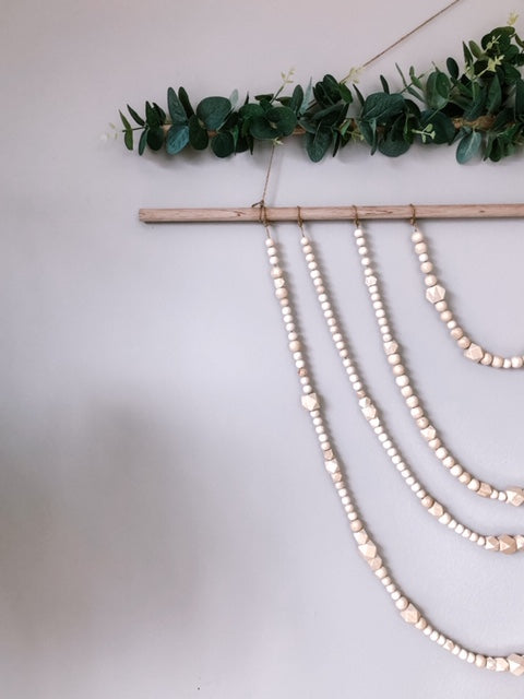 Beaded Wall Hanging with Faux Greenery